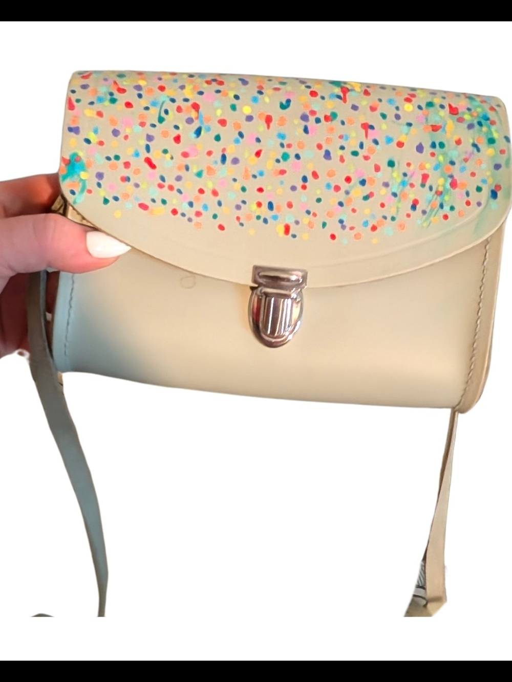 Hand-Painted Confetti Pushlock Crossbody Cambridge Satchel Co Bag
